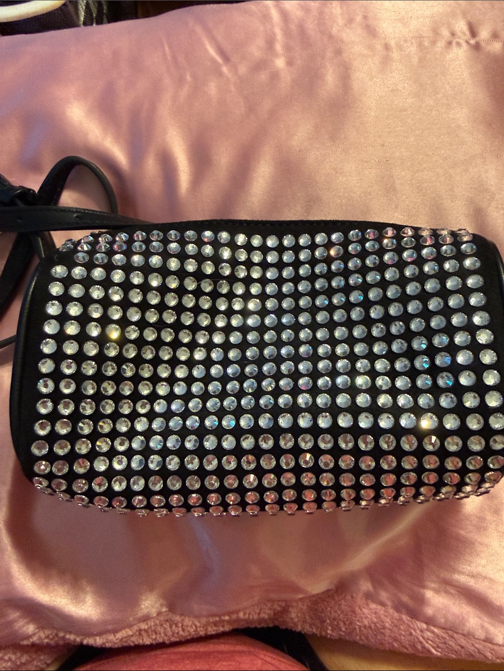 Gap-Black Rhinestone Barrel Crossbody Bag - Sparkling Evening Clutch